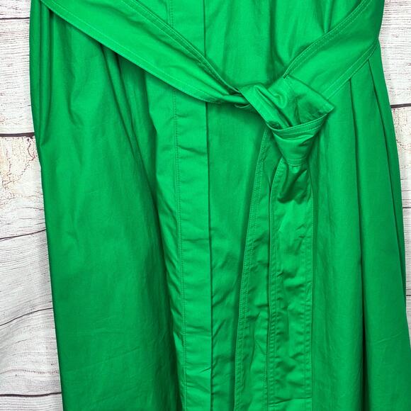 Banana Republic Quiet Luxury Green Tie Waist Midi Cotton Shirtdress Size XXL - Picture 6 of 13